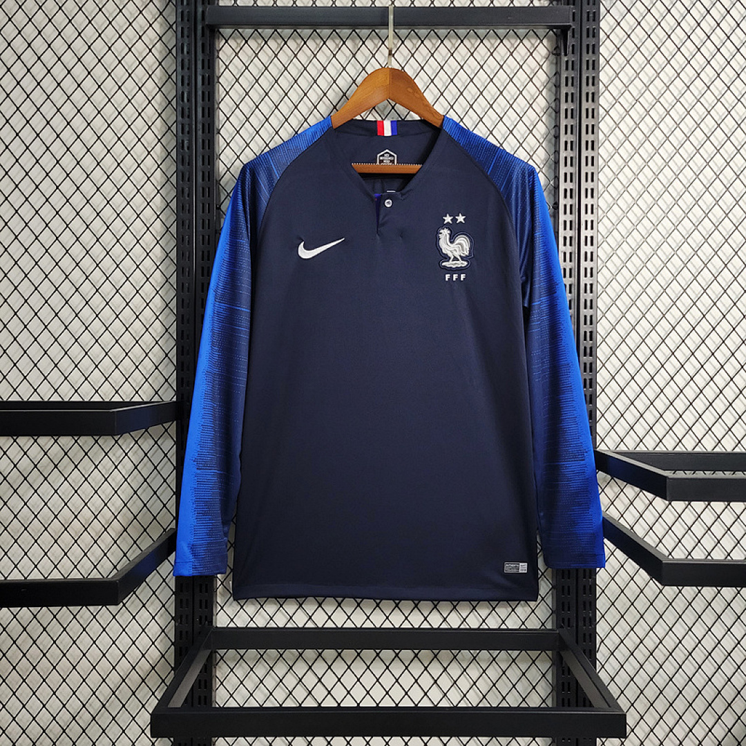 Retro Version 2018 World Cup France Home Long Sleeve Size S-XXL