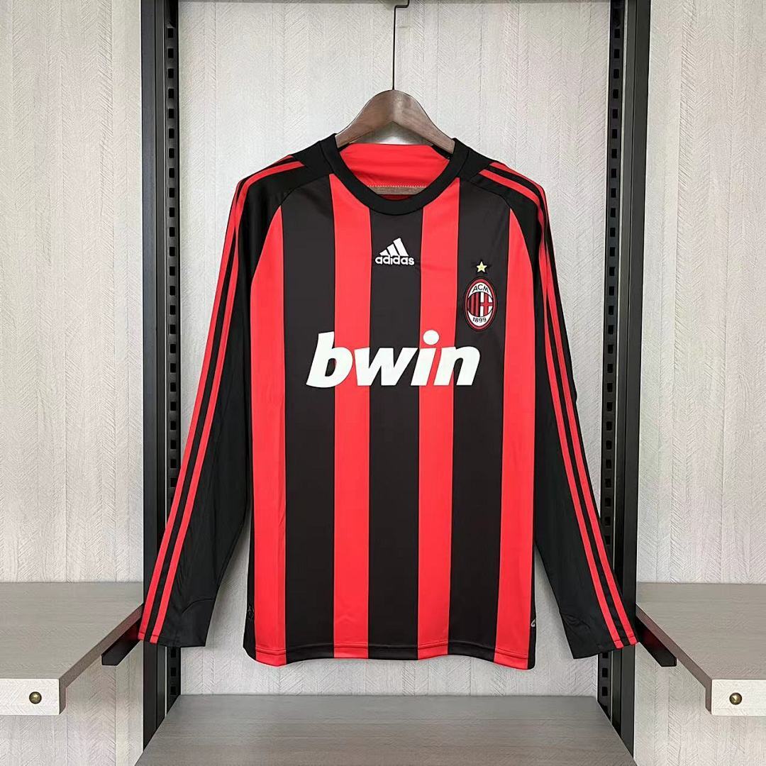 Retro Long Sleeve AC Milan 2008/09 Home S-XXL
