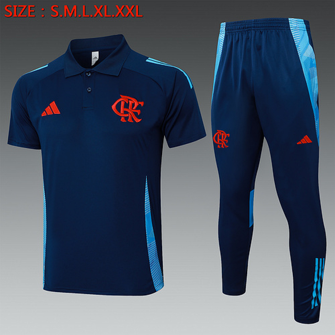 25-26 Kit Adulto Regata POLO Flamengo Azul Escuro S-XXL
