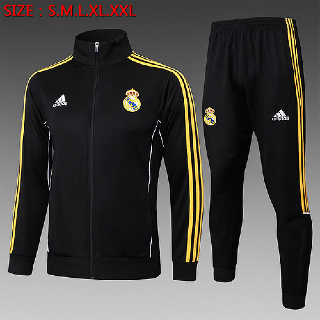 25-26 Kit Adulto Agasalho Real Madrid Preto S-XXL