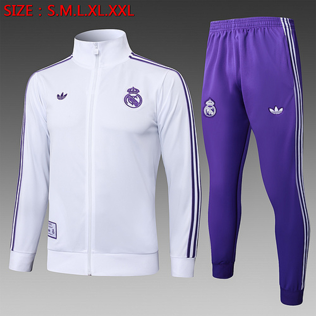 25-26 Kit Adulto Agasalho Real Madrid Branco S-XXL