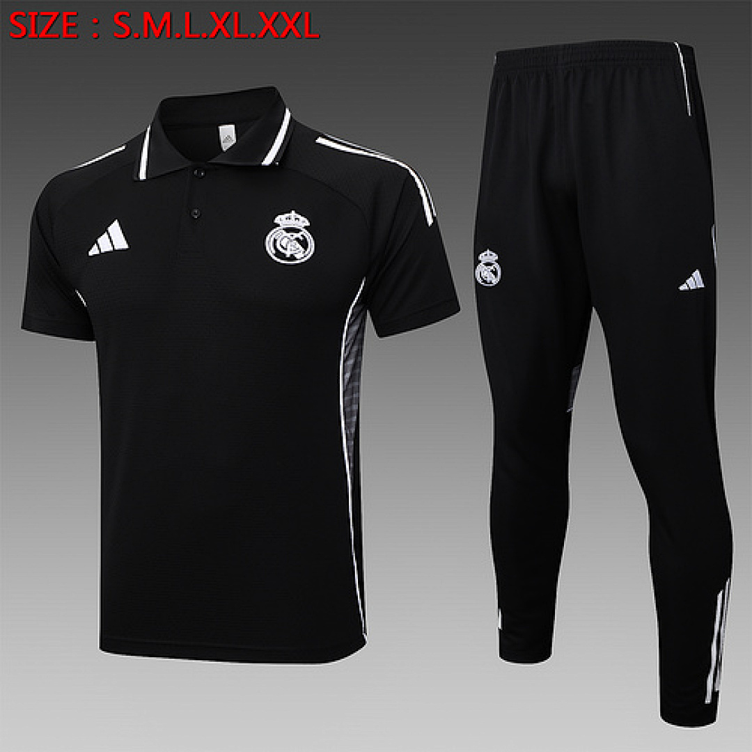 25-26 Kit Adulto Real Madrid POLO Preto S-XXL