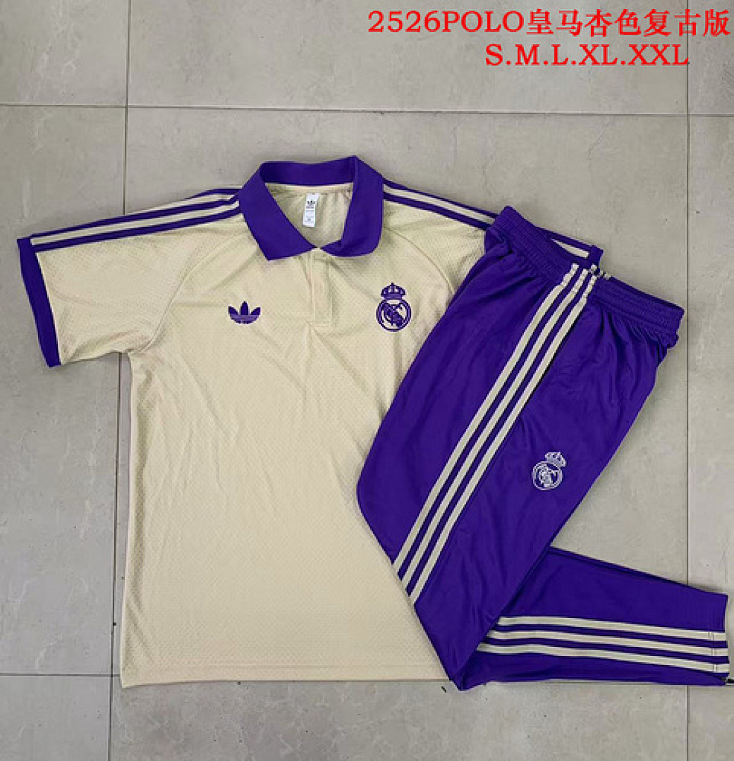 25-26 Kit Adulto Real Madrid POLO Bege S-XXL